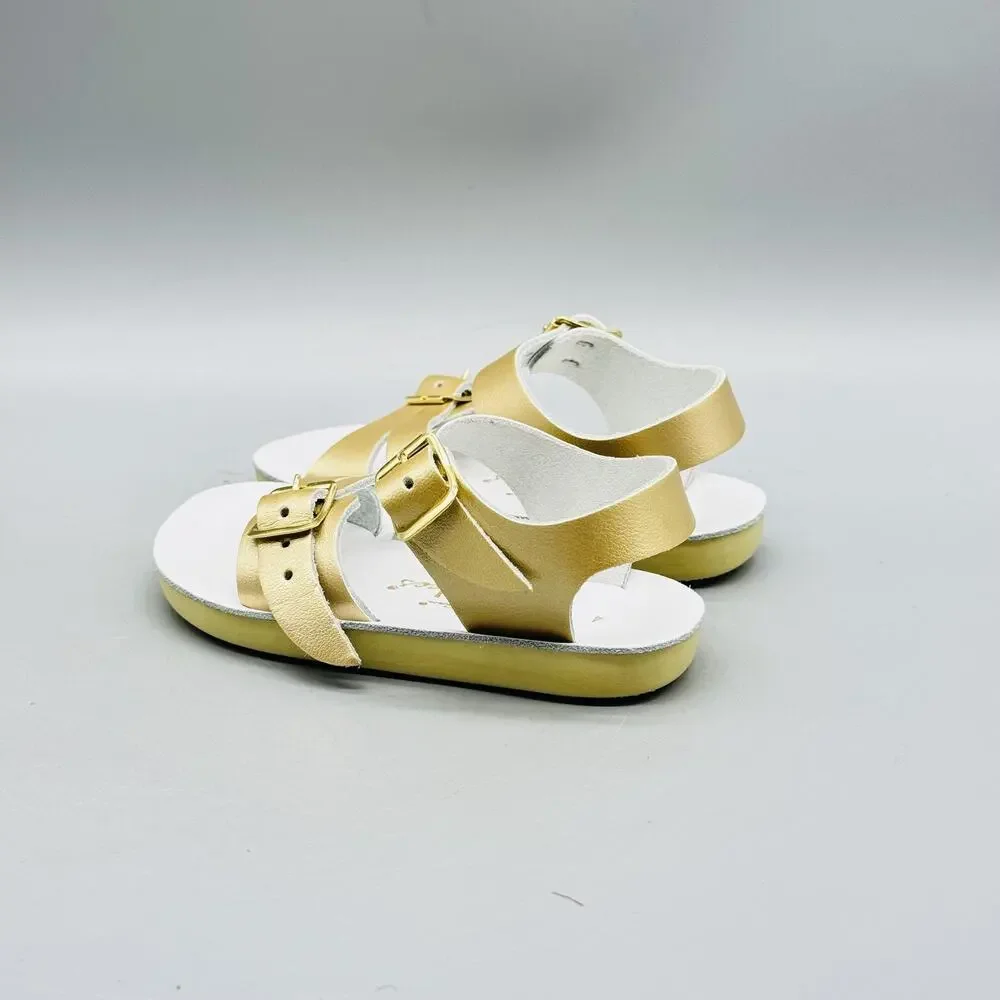 Sun San Sandal Girls 4c Gold Leather Sea Wee Ankle Buckle Strap Toddler Baby